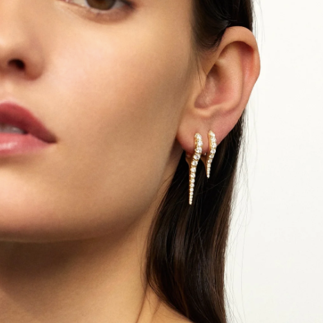 Melissa Kaye Lola Needle Earring in 18K Gold with Diamonds