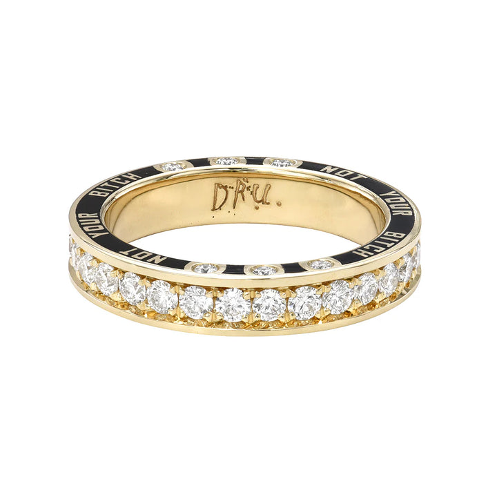 DRU Jewelry Diamond and Black Enamel Not Your Bitch Band