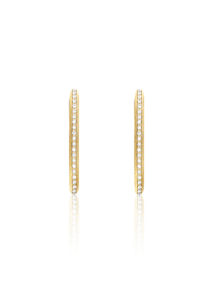 Libera Icon Small Gold Oval Hoop Earrings with Diamonds