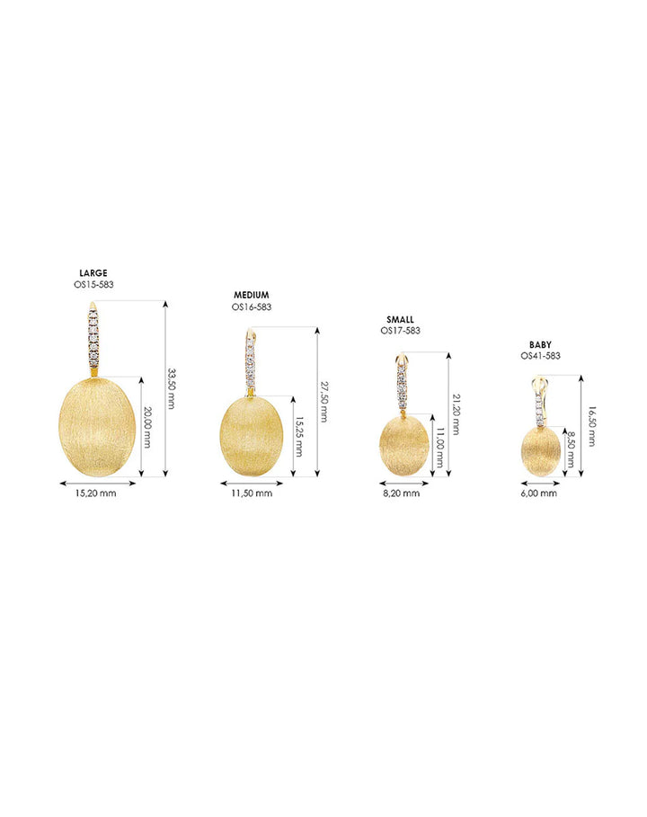 "Baby Ciliegine" Gold ball drop earrings with diamond details