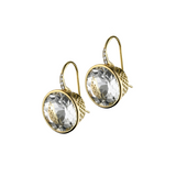 Medium Round White Topaz Crownwork® Earrings with Diamond Hooks