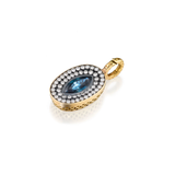 18K Yellow Gold Crownwork® Blue-Green Sapphire and Diamond Pendant