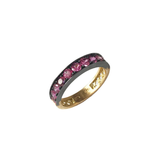 18k Yellow Gold and Oxidized Silver Crownwork® Light Pink Sapphire Stacker Band