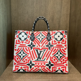 Louis Vuitton Red Monogram Crafty Neverfull Tote