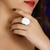 Stephen Dweck Carventurous Hand Carved Mother of Pearl in Sculpted Sterling Silver Double Shank Ring