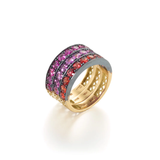 18k Yellow Gold and Oxidized Silver Crownwork® Light Pink Sapphire Stacker Band