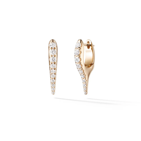 Melissa Kaye Lola Mini Needle Earring in 18K Gold with Diamonds