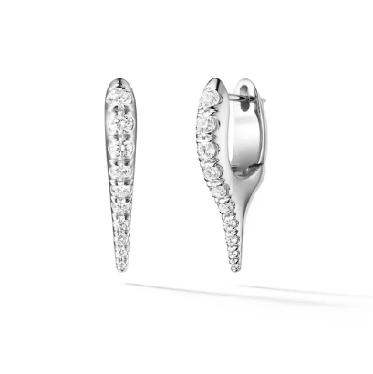 Melissa Kaye Lola Mini Needle Earring in 18K Gold with Diamonds
