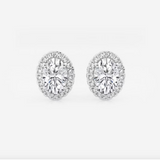 3.5ct Oval and Round Halo Diamond Earrings - Large