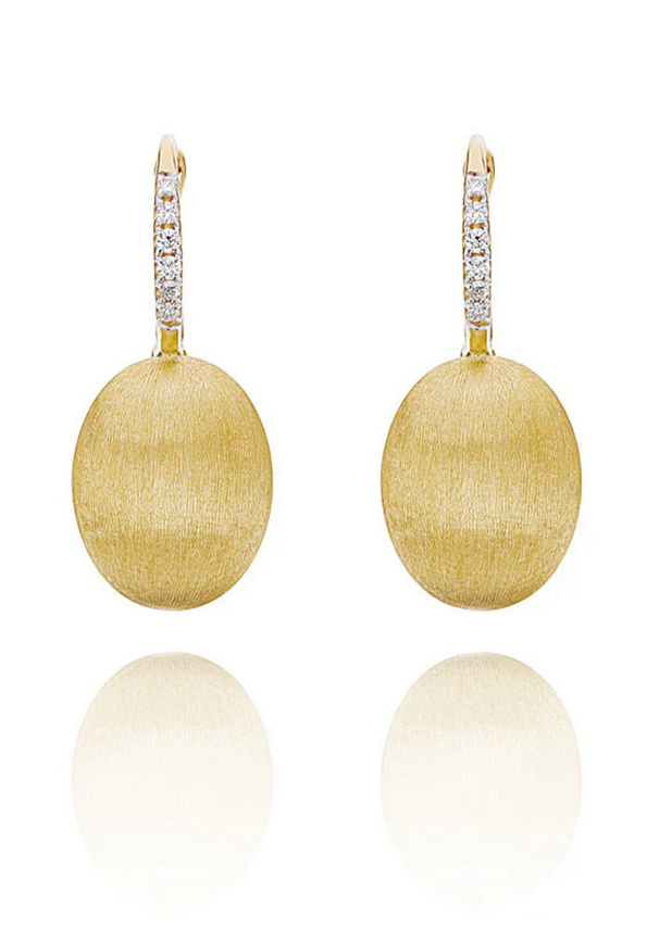 "Ciliegine" Gold ball drop earrings with diamonds details (MEDIUM)