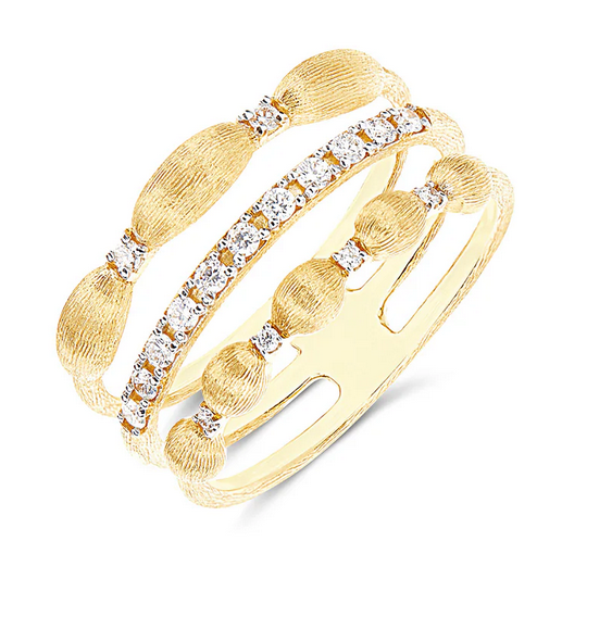 "Élite" Gold and diamond triple-band Ring