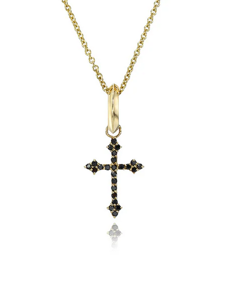 DRU Jewelry Black Diamond Baby Gothic Cross Pendant