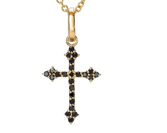 DRU Jewelry Black Diamond Baby Gothic Cross Pendant