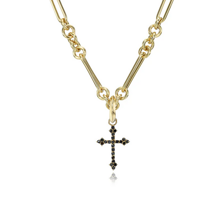 DRU Jewelry Black Diamond Baby Gothic Cross Pendant