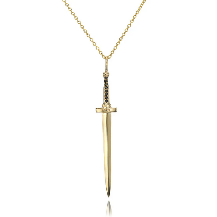 DRU Jewelry Large Black Dia Dagger Pendant
