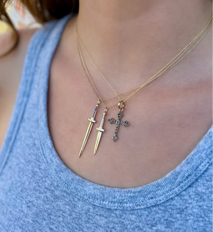 DRU Jewelry Large Black Dia Dagger Pendant
