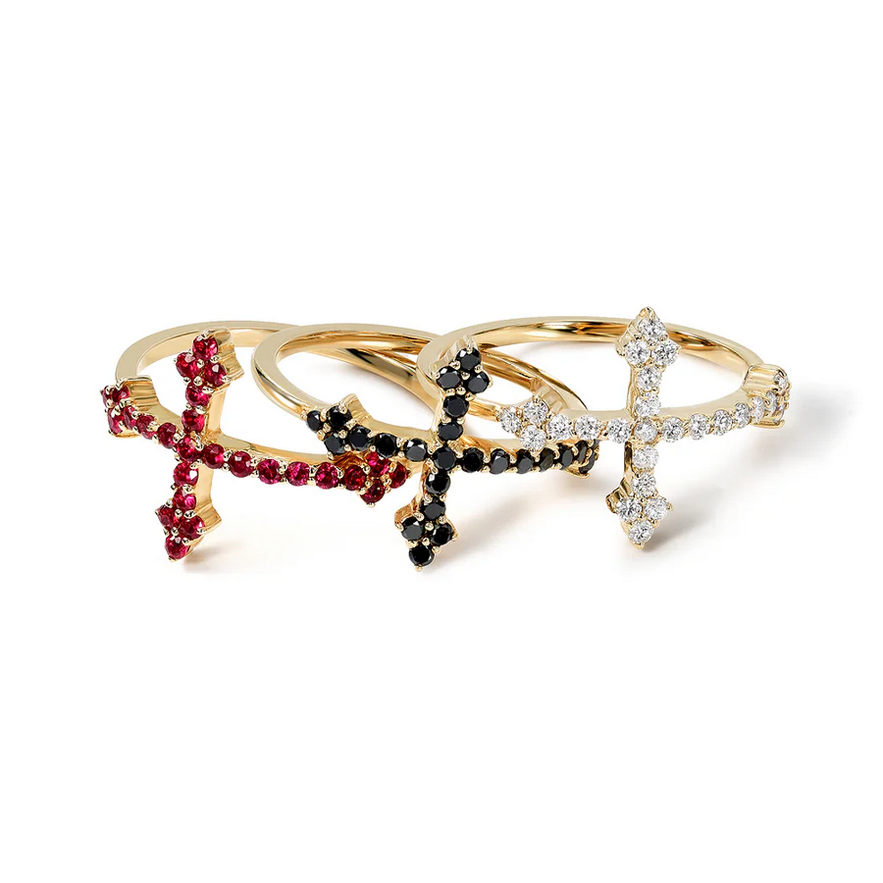 DRU Jewelry Black Diamond Cross Your Fingers Ring