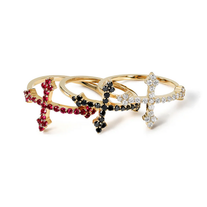 DRU Jewelry Black Diamond Cross Your Fingers Ring