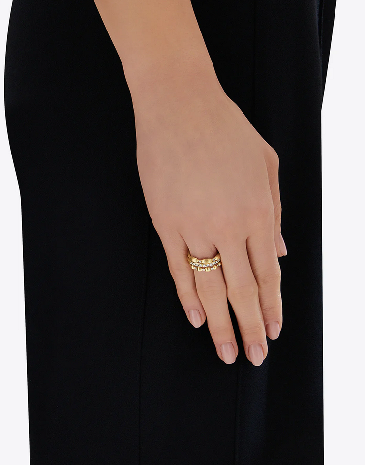 "Élite" Gold and diamond triple-band Ring