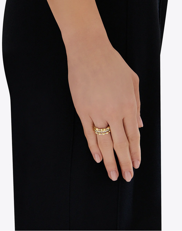 "Élite" Gold and diamond triple-band Ring