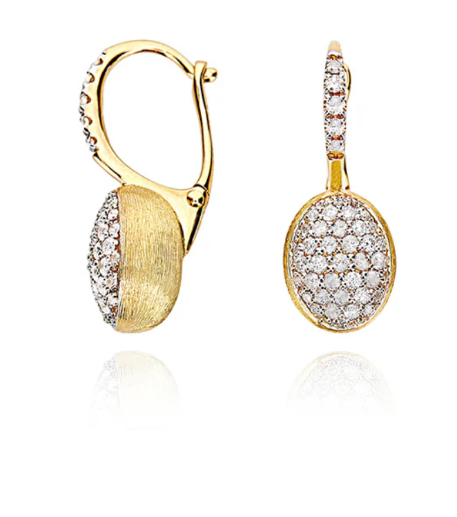 "Ciliegine" Gold and diamonds ball drop earrings (SMALL)