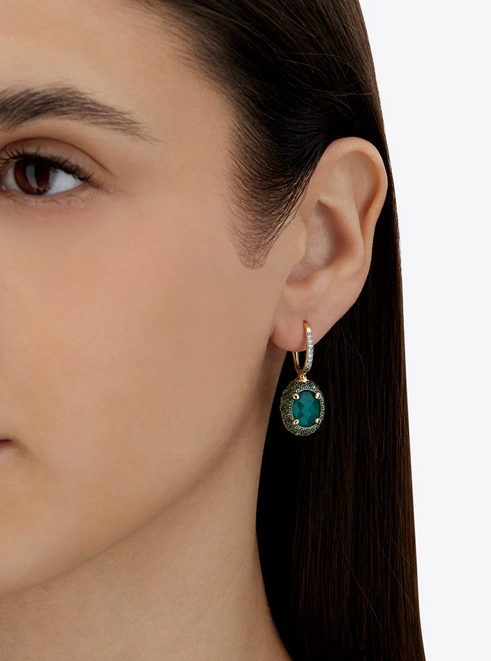 "Reverse" Ciliegine Gold, Sapphire, Tsavorite, Amethyst, Green Labradorite and Rock Crystal Double-face Ball Drop Earrings (MEDIUM)