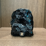 Chanel Black Sequin Lambskin Backpack