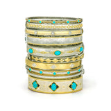 Mixed Metal Turquoise Stone Bangle