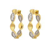 Moroccan Alternating Gold and Diamond Marquise Hoop Earrings