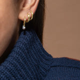 Plain Gold Hoop Earrings with Beaded Line Detail