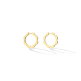 Medium Yellow Gold Triplet Hoop Earrings with White Diamonds