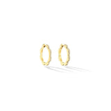 Medium Yellow Gold Triplet Hoop Earrings with White Diamonds