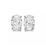 3CT Oval Lab Diamond 14K White Diamond Stud Earrings