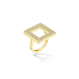 Yellow Gold Foundation Statement Ring with Pavé Diamonds