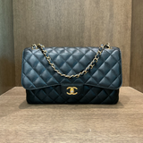 Chanel Classic Double Flap Medium Black Caviar Leather and Gold Handbag