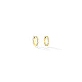 Small Yellow Gold Triplet Hoop Earrings with White Diamonds