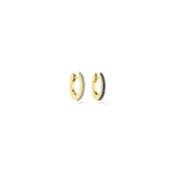 Small Yellow Gold Solo Hoop Earrings with Black and White Diamonds