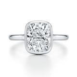 3CT Cushion Cut Lab Grown Diamond / Bezel Set Solitaire