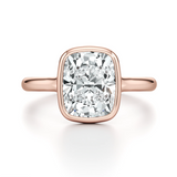 3CT Cushion Cut Lab Grown Diamond / Bezel Set Solitaire