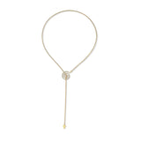 Yellow Gold Essence Spiral Lariat Necklace with Pavé Diamonds