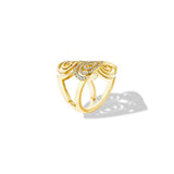 Yellow Gold Essence Statement Spiral Ring with Pavé Diamonds