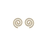 Yellow Gold Essence Stud Earrings with Cone and White Diamonds