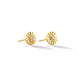 Yellow Gold Sole Stud Earrings with White Diamonds