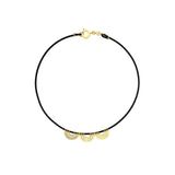 Yellow Gold Water Alternative Necklace with Black Rubber and 3 Wave Beads with Diamonds