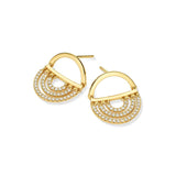 Yellow Gold Water Twin Drop Earrings with White Diamonds