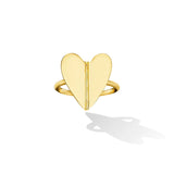 Yellow Gold Wings of Love Folded Heart Ring