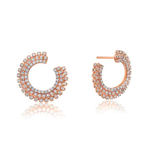 Pluma 3 Row Diamond Forward Facing Hoop Earrings