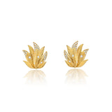 White Diamond Folha Earrings
