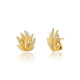 White Diamond Folha Earrings
