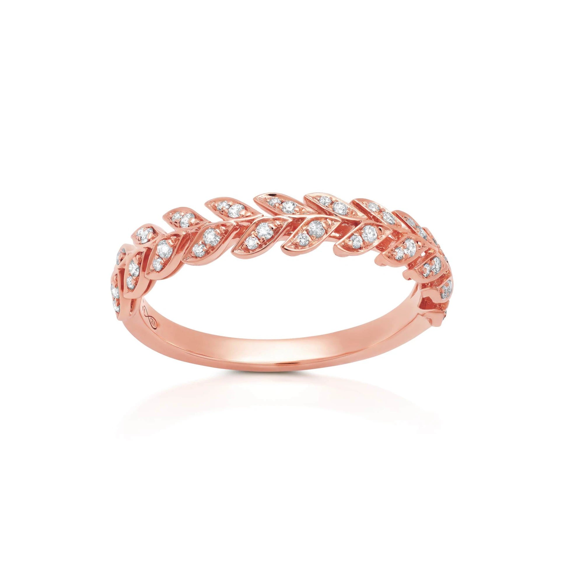 Diamond Folha Half Band Ring